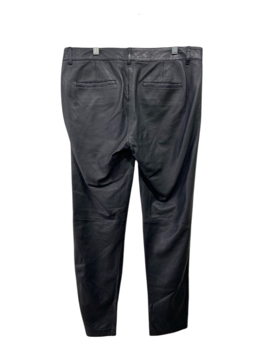 Vince Size 6 Black Leather Low Rise Hook Closure Skinny Pants Black / 6