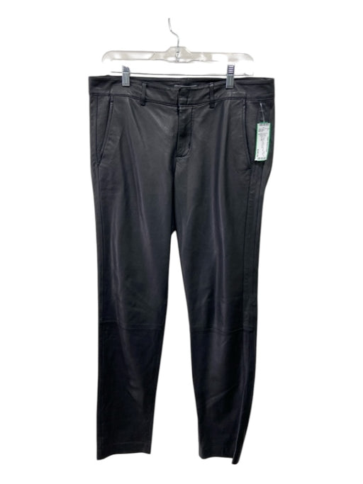 Vince Size 6 Black Leather Low Rise Hook Closure Skinny Pants Black / 6