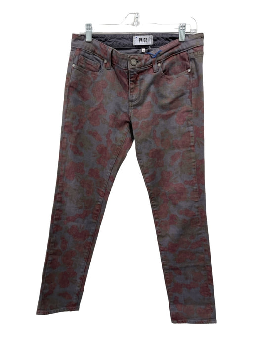 Paige Size 28 Gray, Green, Red Cotton Blend Low Rise Floral Ankle Length Jeans Gray, Green, Red / 28