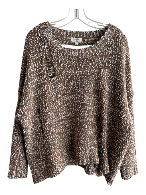 Umgee Size L Brown & Cream Acrylic Blend Round Neck Long Sleeve Speckled Sweater Brown & Cream / L