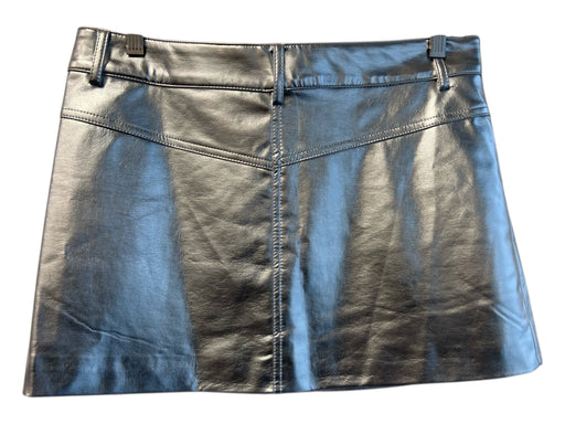 Mango Size M Silver Viscose Zip & Button Two Pocket Mini Skirt Belt Loops Skirt Silver / M