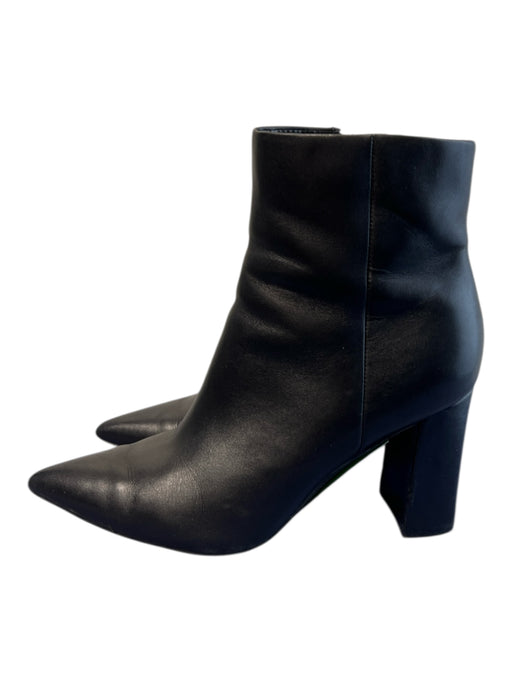 Mark Fisher Shoe Size 7.5 Black Leather Pointed Toe Side Zipper Block Heel Boots Black / 7.5