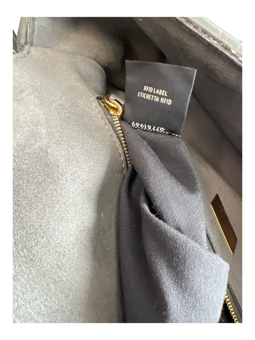 Fendi Gray & Gold Tapestry & Leather Shoulder & Crossbody Logo Snap Closure Bag Gray & Gold / Medium