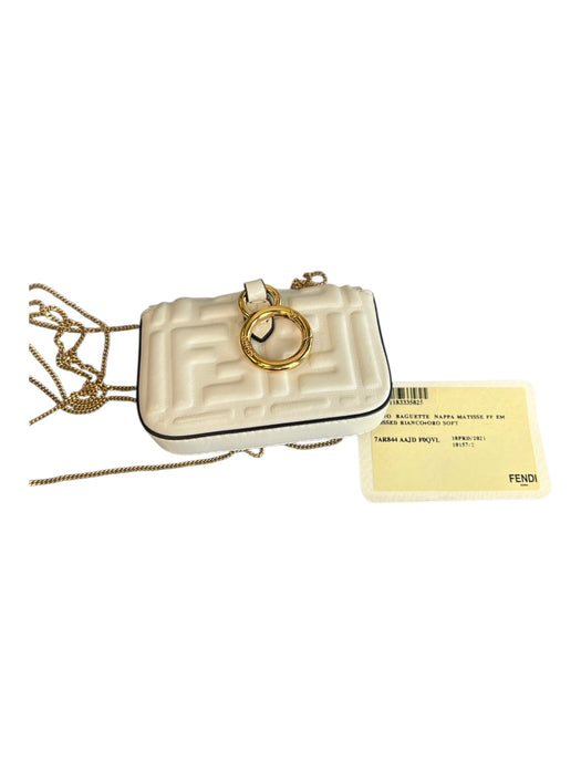 Fendi Ivory Chain goldtone hardware Logo Womens Accessories Ivory