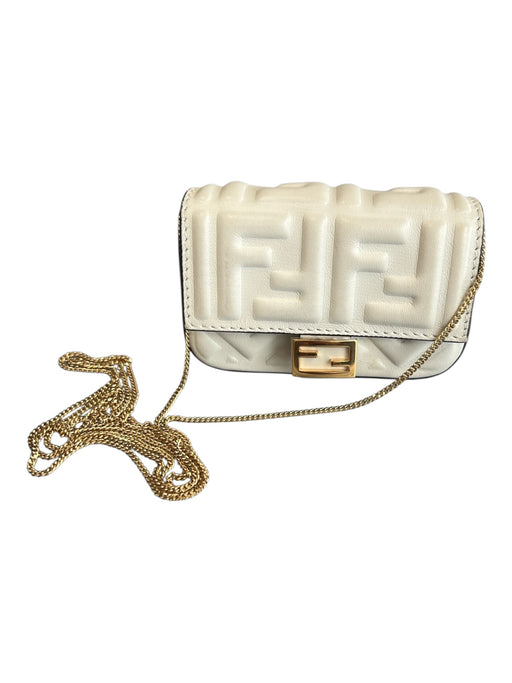 Fendi Ivory Chain goldtone hardware Logo Womens Accessories Ivory