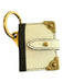 Prada White & Black Saffiano Leather Gold hardware Keychain White & Black