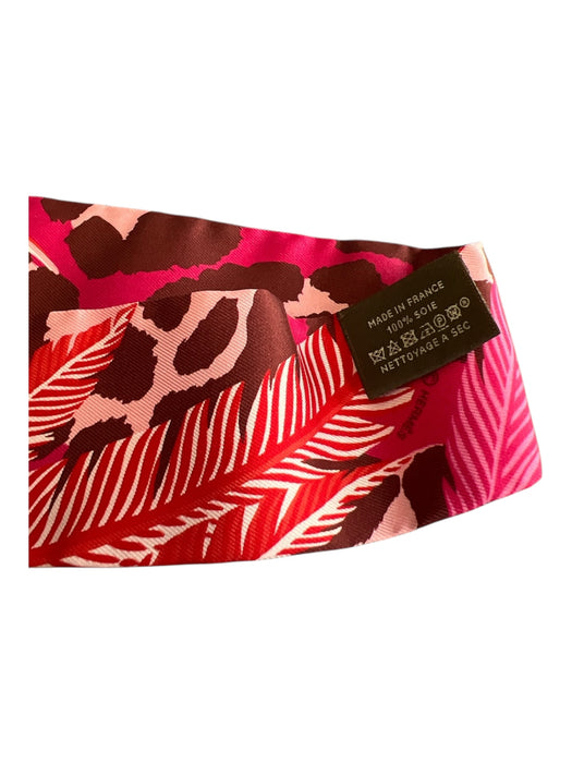 Hermes Pink & Red Silk Butterflies Made in France Twilly scarf Pink & Red / Small