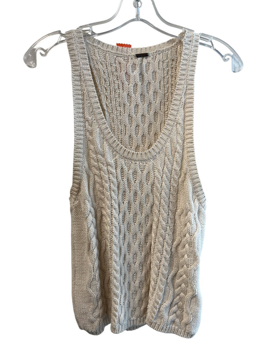 Free People Size M Beige Cotton Knit Sleeveless Scoop Neck Tank Top Beige / M