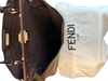 Fendi Brown Leather Top Strap Adjustable Gold Hardware Twist Lock Bag Brown