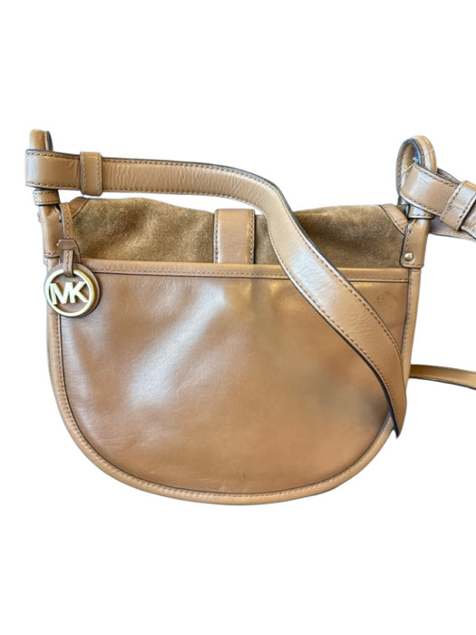 Michael Kors Brown Suede & Leather Front Flap Crossbody GHW Bag Brown / S