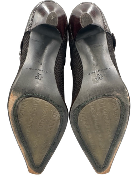 Donald J Pliner Shoe Size 9.5 M Gray & Brown Leather Pointed Toe Heel Shoes Gray & Brown / 9.5 M