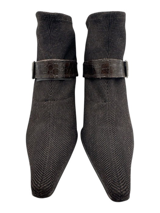Donald J Pliner Shoe Size 9.5 M Gray & Brown Leather Pointed Toe Heel Shoes Gray & Brown / 9.5 M