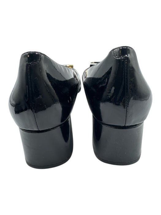 Michael Kors Shoe Size 9.5 M Black Patent Leather Gold Detail Block Heel Shoes Black / 9.5 M