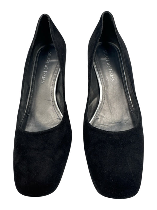 Stuart Weitzman Shoe Size 9.5 Black Leather Upper Suede Block Heel Pumps Black / 9.5
