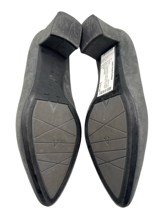 Aquatalia Shoe Size 9.5 Dark Gray Leather Upper Suede Round Almond Toe Pumps Dark Gray / 9.5