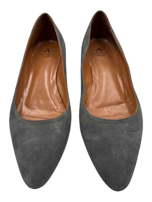 Aquatalia Shoe Size 9.5 Dark Gray Leather Upper Suede Round Almond Toe Pumps Dark Gray / 9.5