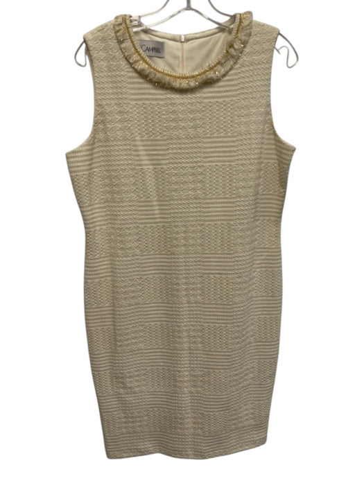 Sara Campbell Size L/10 Cream White & Gold Cotton Blend Tweed Dress Set Cream White & Gold / L/10