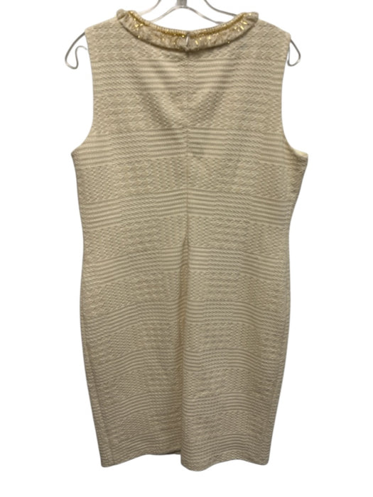 Sara Campbell Size L/10 Cream White & Gold Cotton Blend Tweed Dress Set Cream White & Gold / L/10