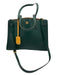 Tory Burch Green & Yellow Pebbled Leather Gold hardware Double Top Handle Bag Green & Yellow / L
