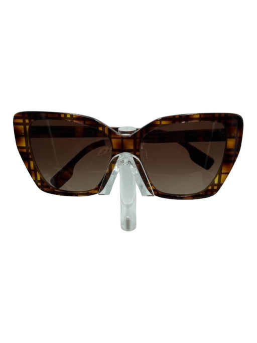 Burberry Brown & Black Acetate Square Cat Eye Tortoiseshell Sunglasses Brown & Black