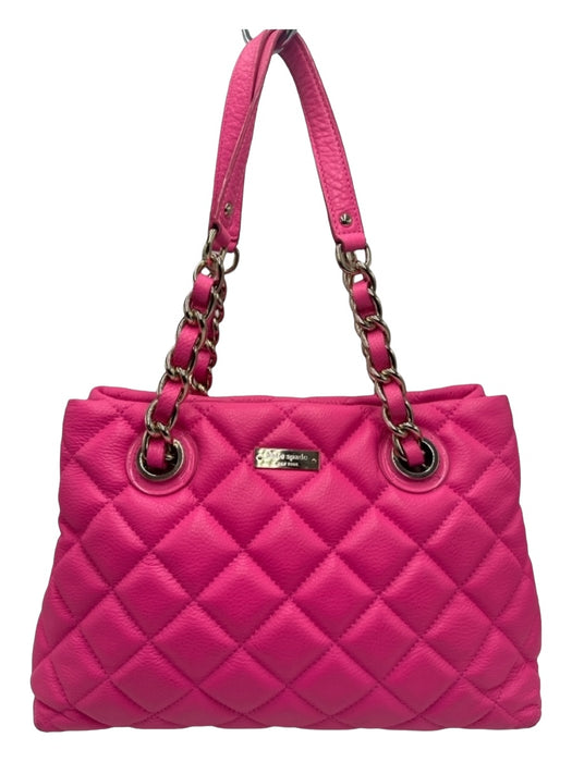 Kate Spade Pink Leather Quilted Double Top Handle Chain Strap Bag Pink / S