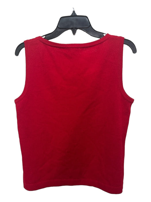 St. John Sport Size S Red Wool Blend Knit Round Neck Sleeveless Top Red / S