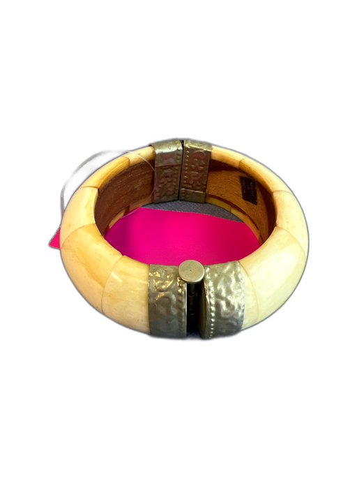 No Brand Ivory Bone Hinge Silver Hardware cuff Bracelet Ivory