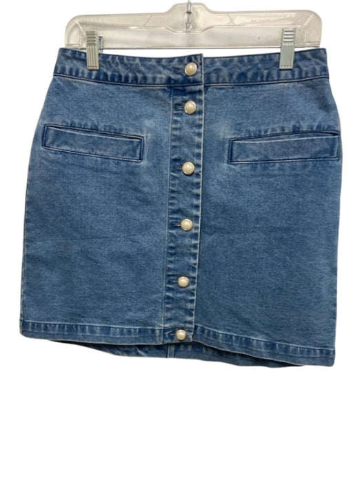 Avec Les Filles Size 6 Medium Wash Cotton Blend Denim Sleeveless Mini Skirt Set Medium Wash / 6