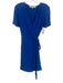 Diane Von Furstenberg Size 4 Blue Viscose Short Sleeve Wrap V Neck Dress Blue / 4