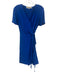 Diane Von Furstenberg Size 4 Blue Viscose Short Sleeve Wrap V Neck Dress Blue / 4