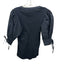 Ulla Johnson Size S Black Cotton Short Balloon Sleeve Fabric Block Ribbed Top Black / S