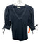 Ulla Johnson Size S Black Cotton Short Balloon Sleeve Fabric Block Ribbed Top Black / S