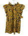 Ulla Johnson Size 2 Yellow, Black & Pink Silk Short Cap Sleeve Floral V Neck Top Yellow, Black & Pink / 2