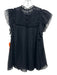Ulla Johnson Size 2 Black Silk Cap Flare Sleeve Shirred Top Semi Sheer Top Black / 2