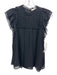 Ulla Johnson Size 2 Black Silk Cap Flare Sleeve Shirred Top Semi Sheer Top Black / 2