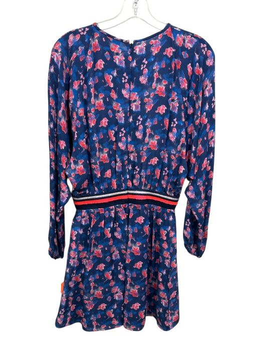 Tanya Taylor Size 2 Blue, Pink & White Silk Long Sleeve Floral Fit & Flare Dress Blue, Pink & White / 2