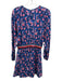 Tanya Taylor Size 2 Blue, Pink & White Silk Long Sleeve Floral Fit & Flare Dress Blue, Pink & White / 2