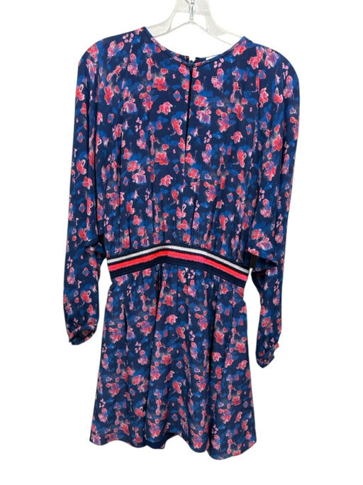 Tanya Taylor Size 2 Blue, Pink & White Silk Long Sleeve Floral Fit & Flare Dress Blue, Pink & White / 2