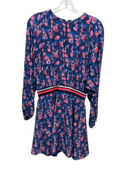 Tanya Taylor Size 2 Blue, Pink & White Silk Long Sleeve Floral Fit & Flare Dress Blue, Pink & White / 2