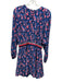 Tanya Taylor Size 2 Blue, Pink & White Silk Long Sleeve Floral Fit & Flare Dress Blue, Pink & White / 2