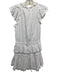 Misa Size M White Cotton Short Cap Sleeve Swiss Dot V Neck Tiered Mini Dress White / M