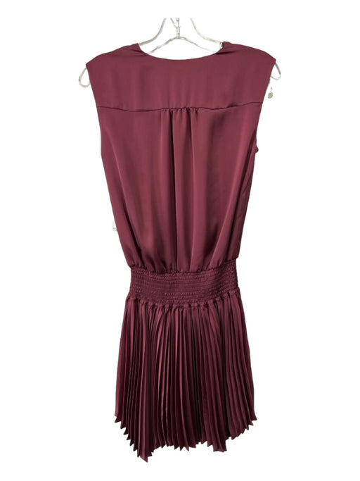 Ramy Brook Size XXS Maroon Polyester V Neck Sleeveless Smocked Waist Dress Maroon / XXS