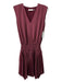 Ramy Brook Size XXS Maroon Polyester V Neck Sleeveless Smocked Waist Dress Maroon / XXS