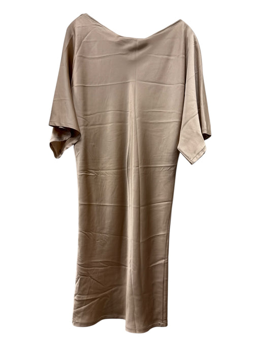 Michelle Farmer Size S Beige Silk Satin Wide Short Sleeve Knee length Dress Beige / S