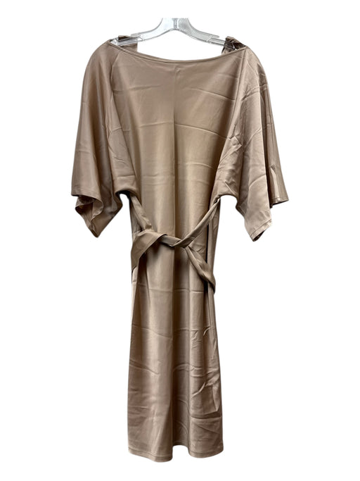 Michelle Farmer Size S Beige Silk Satin Wide Short Sleeve Knee length Dress Beige / S