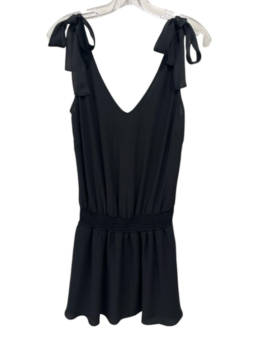 Amanda Uprichard Size P Black Polyester Sleeveless V Neck Smocked Detail Dress Black / P