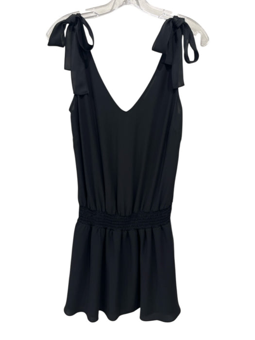 Amanda Uprichard Size P Black Polyester Sleeveless V Neck Smocked Detail Dress Black / P