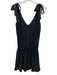 Amanda Uprichard Size P Black Polyester Sleeveless V Neck Smocked Detail Dress Black / P