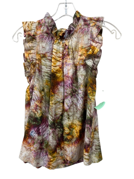Marie Oliver Size XS Orange, Purple, Multi Silk & Cotton Abstract Print Top Orange, Purple, Multi / XS