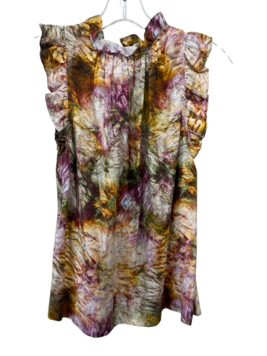 Marie Oliver Size XS Orange, Purple, Multi Silk & Cotton Abstract Print Top Orange, Purple, Multi / XS